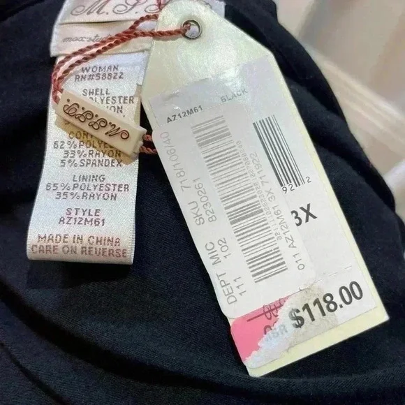 M.S.S.P. Black Mid-Length tiered with a puffed Cap sleeve Size 3X - Picture 4 of 8